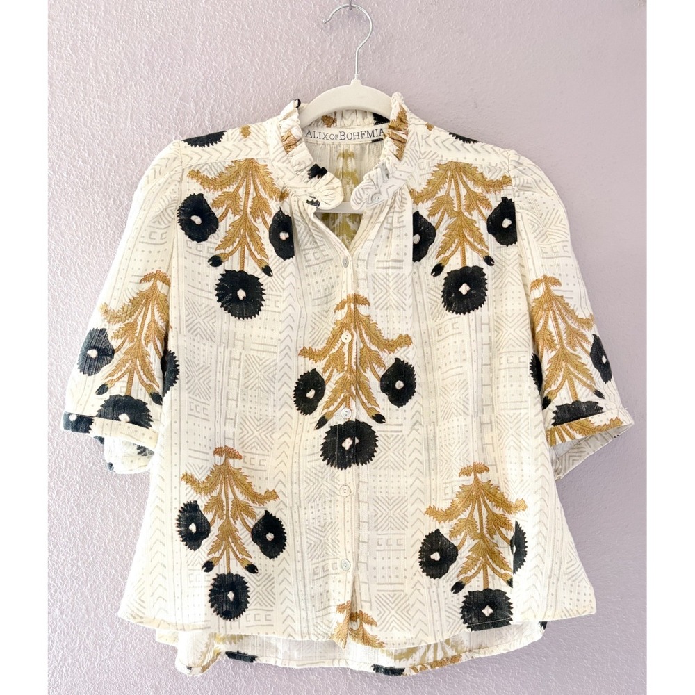 Alix Of Bohemia Winnie Noir Triple Bloom Shirt Boho Cottagecore Size Small - Picture 2 of 5